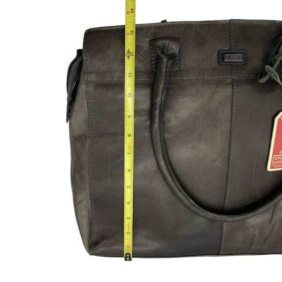 Spikes & Sparrows Addison Leather Tote Bag Zipper Closure Dual Handles Gray - Picture 6 of 7